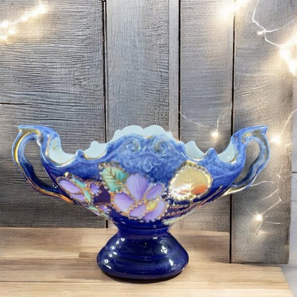 Vintage Germany Fien Porcelain Basket Dish Small Miniature Dish With Handles VTG - Picture 1 of 11